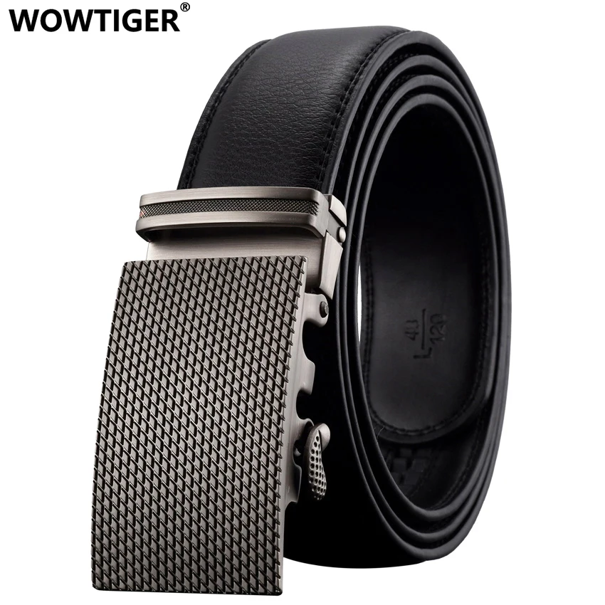 WOWTIGER, модный бренд, автоматическая пряжка, мужской ремень, пряжка из сплава, натуральная кожа, роскошный ремень для мужчин
