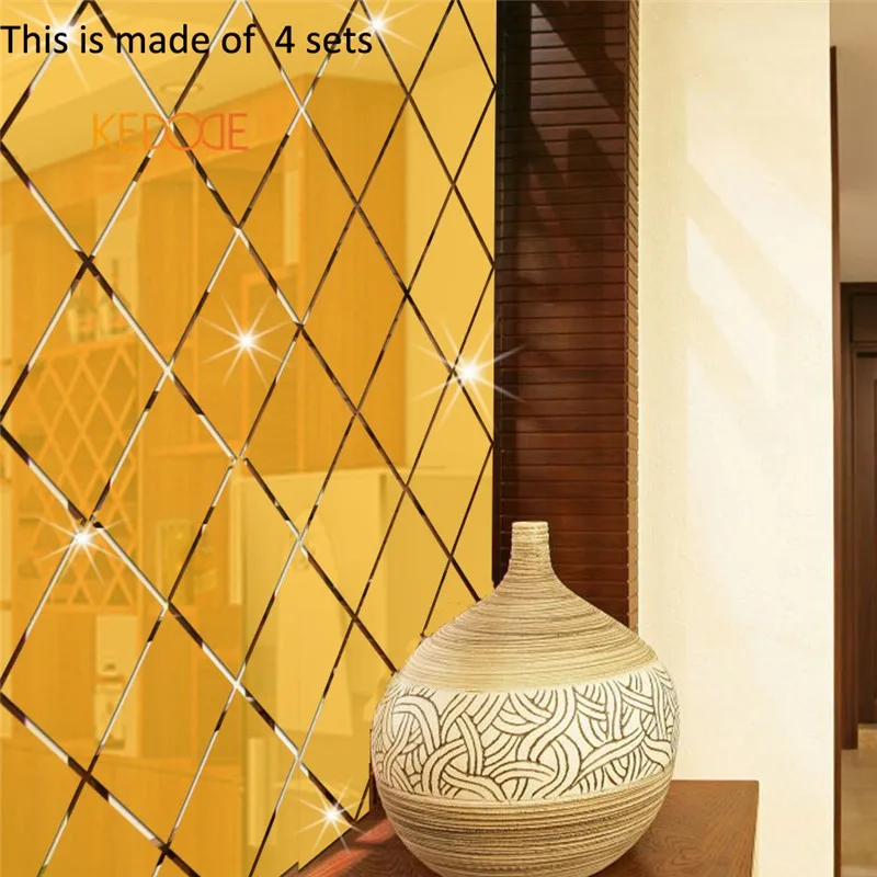 Creative 3D diamond mirror stereo stickers dining room TV backdrop ceiling decorative wall | Дом и сад