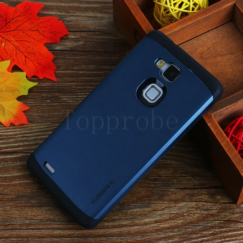 Двухслойный противоударный тонкий защитный чехол для huawei mate 7 ", защитный силиконовый чехол для мобильного телефона Huwei MT7-TL00 13th+ 1х пленка - Цвет: navy blue