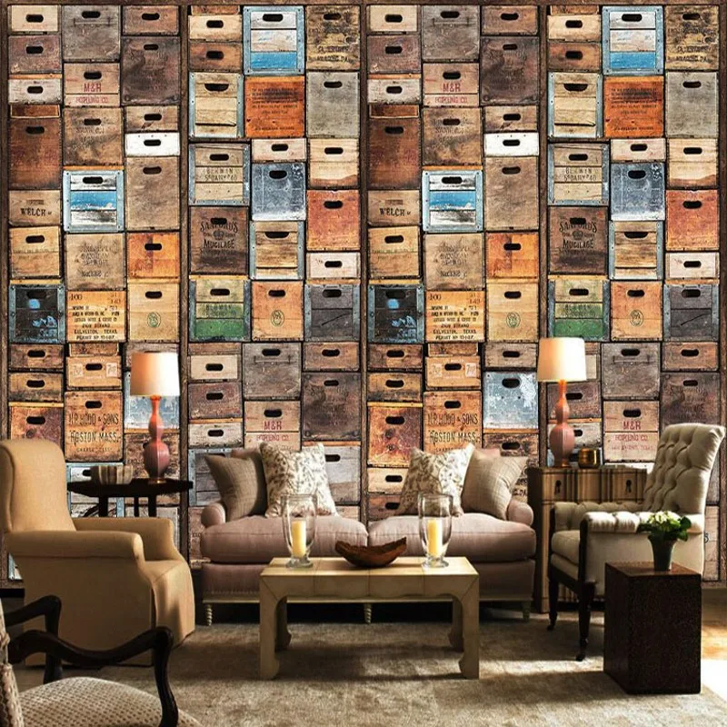 

Custom mural American retro personality 3D creative bookshelf Bookcase Library cafe bar wallpaper non-woven wallpaper murals