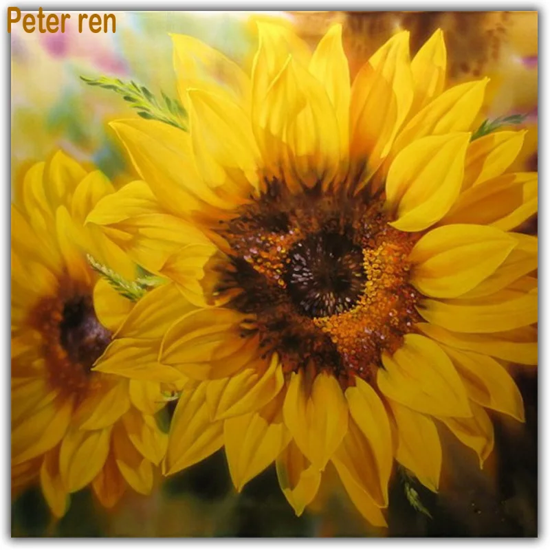 Peter ren Diy Diamond painting cross stitch Craft Full round or square crystal Mosaic embroidery &quotSun Flower&quot | Дом и сад