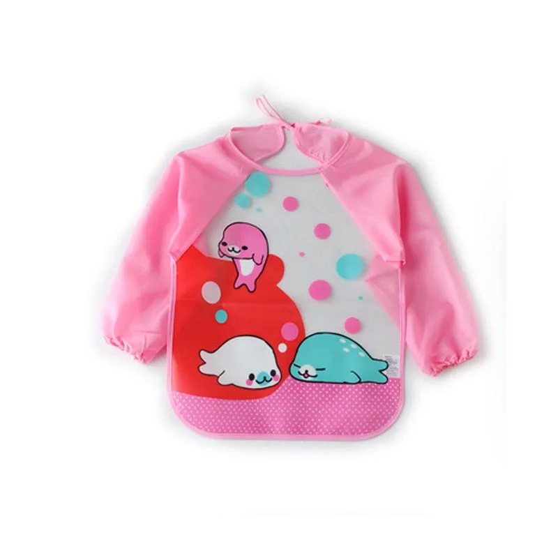 pink whale Непромокаемое покрытие для малышей, новое качество, разноцветный и мультяшный принт, длинный рукав, toders, животные, шарф для малышей, свободное платье для кормления - Цвет: pink whale