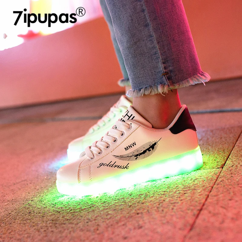 7 ipupas, горячая Распродажа, детская обувь с листом и граффити, 11 цветов, светящаяся подошва, кроссовки для goy gilr, красивый светильник, светящиеся кроссовки