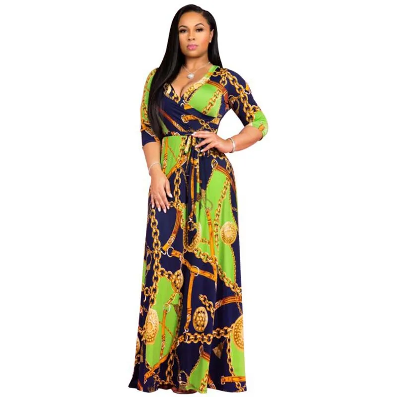 Женское платье с длинным рукавом Модное Длинное большого размера треугольным