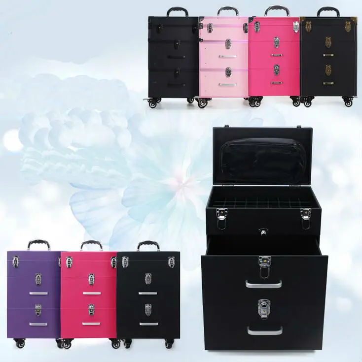 Тележка для ногтей макияж коробка Красота чехол с колесами профессиональный