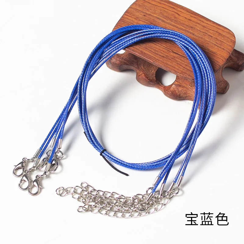 Royal Blue 10 шт./партия 1,5 мм кожаные регулируемые плетеные веревочные ожерелья ручной работы и Подвески фурнитура застежка-карабин шнур - Цвет: Royal Blue