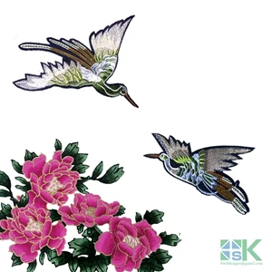 1 пара Птицы и цветы вышитые ткани Одежды патч diy декоративные наклейки
