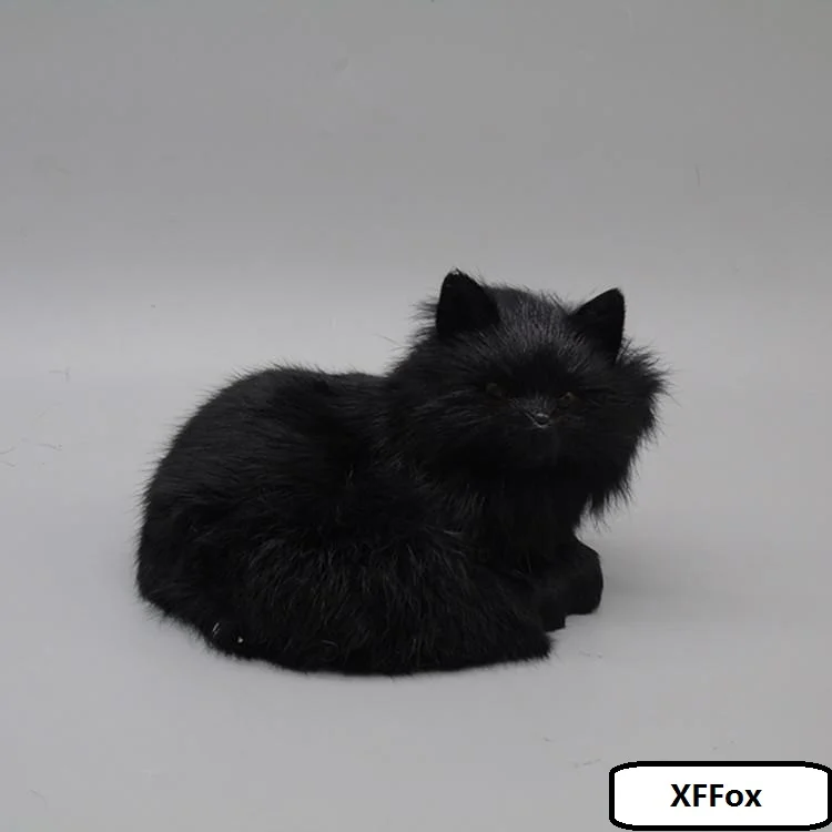 

creative real life black fox model plastic&furs simulation curling fox doll gift about 16x11.5x13cm xf1749