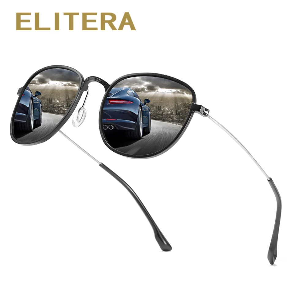 ELITERA мужские роскошные Круглые Солнцезащитные очки женские брендовые дизайнерские ретро обода Солнцезащитные очки с зеркальными стеклами поляризованные солнцезащитные очки
