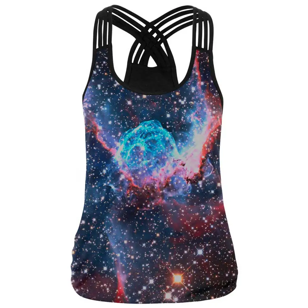Женский топ с 3D принтом Галактики майка для фитнеса топы без рукавов футболки