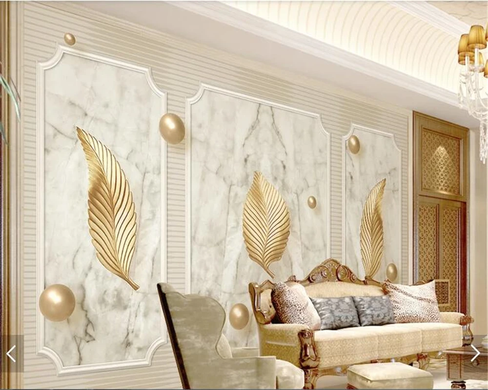 Beibehang behang пользовательские фото обои 3D модные золотые листья гостиная спальня ТВ