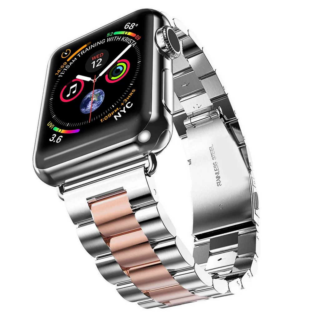 Ремешок из нержавеющей стали для apple watch, ремешок для часов correa aplle, 42 мм, 38 мм, 44 мм, 40 мм, iwatch, серия 4, 3, 2, 1, браслет, ремешок для часов