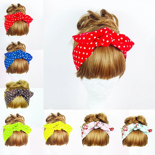 Женский ободок в горошек повязка на голову с цветочным принтом и узелком|hair