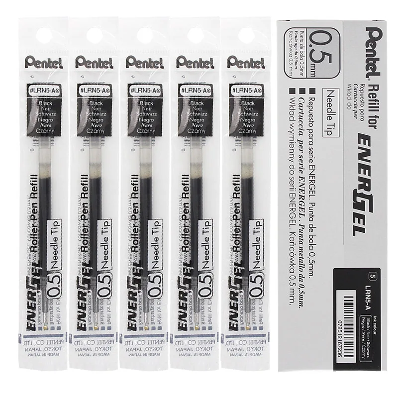Pentel цветная гелевая ручка, заправка красочными чернилами, школьные канцелярские принадлежности, офисные принадлежности, ручка для письма, заправка 0,5 мм игольчатого наконечника LRN5