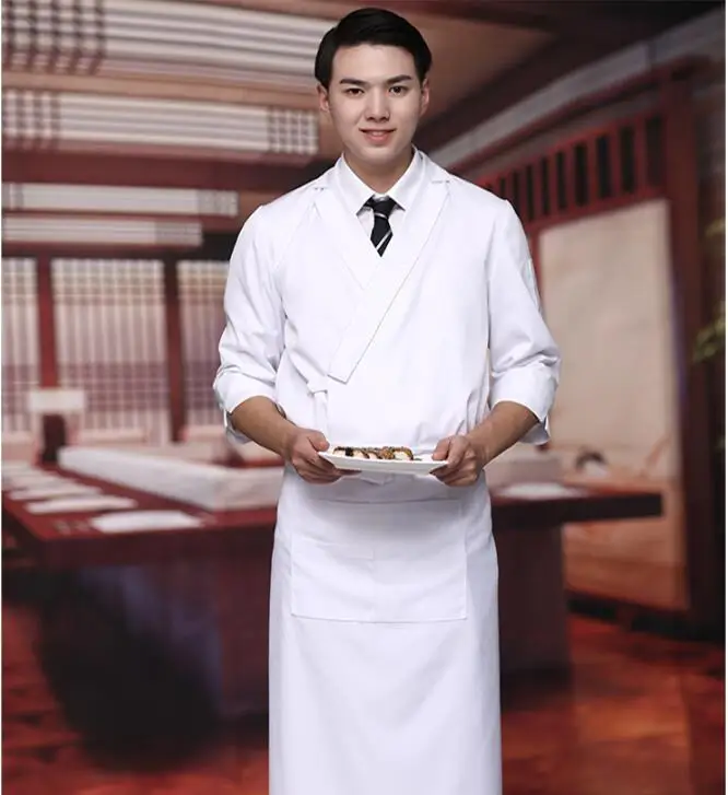 Японский шеф-повар весеннее белое кимоно для мужчин Половина рукава японская