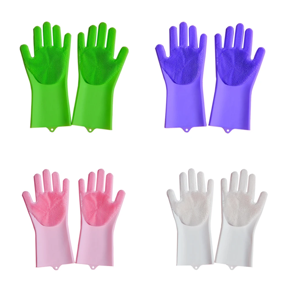 1 пара креативных силиконовых мытья посуды Guantes латексные садовые резиновые