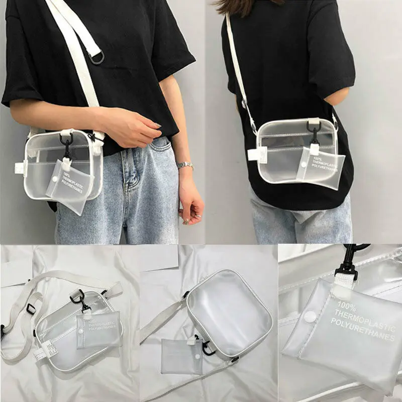 

Fashion Ladies Transparent PVC Clear Jelly Clutch Bag Crossbody Leather Casual Handbag