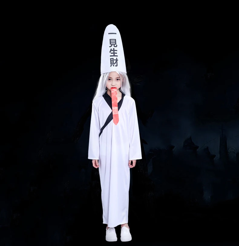 Kid White police Wudang Taoist& Zombie халат Китайский Призрак Одежда Maoshan Daoshi Lin Zhengying фильм ловля призрак сценический костюм для косплея - Цвет: Kid White police