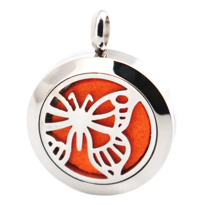 Серебряная бабочка 25 мм Ароматерапия Эфирные масла ожерелье из нержавеющей