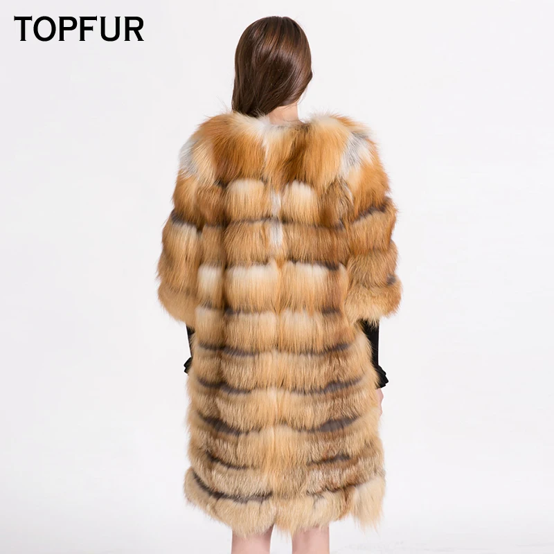 Женское зимнее пальто из натурального меха TOPFER верхняя одежда Лисьего куртки с