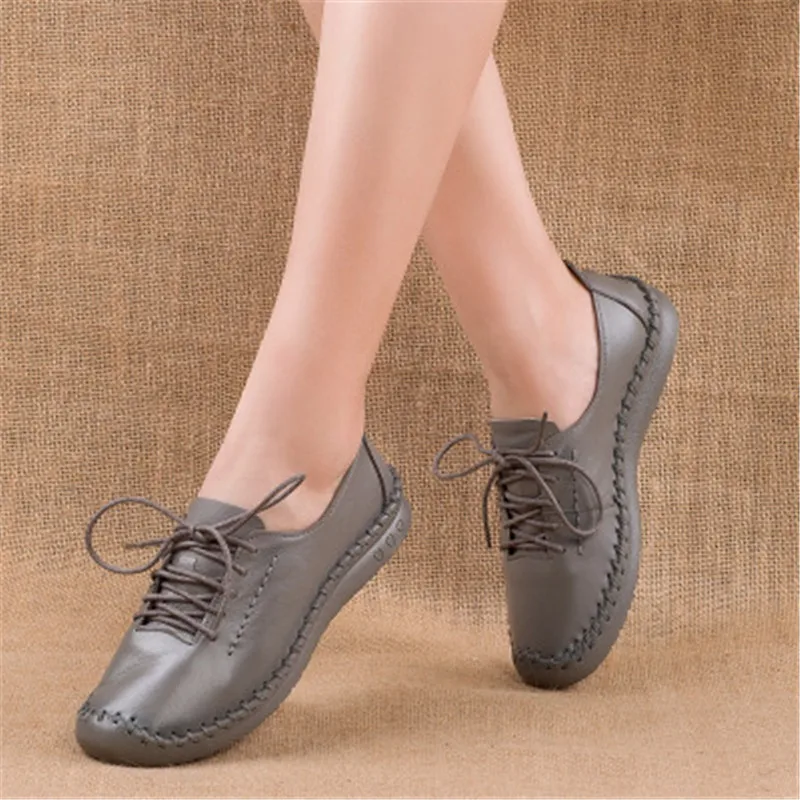 

MVP BOY Woman Genuine Leather shoes Spring Solid Bowtie Flat shoes Fashion Women Flats Ballet Women shoes Soft bottom Casual