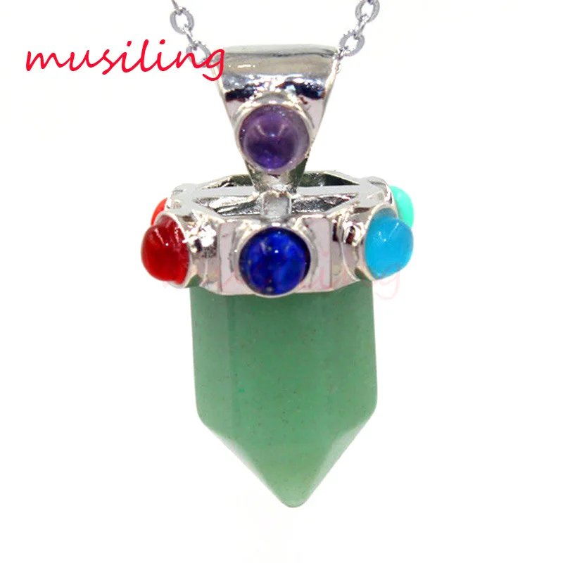 Ожерелье с подвеской в виде шестиугольника 7 Чакры из натурального камня для