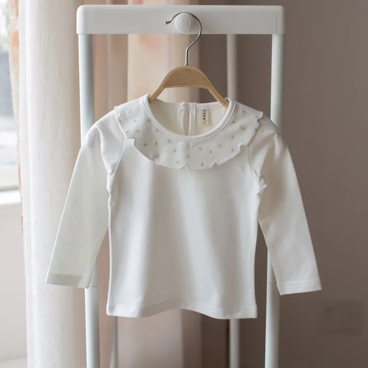 Style 6 White Коллекция года, весенне-осенняя рубашка для маленьких девочек Детская футболка с длинными рукавами кружевные топы, белые футболки для девочек - Цвет: Style 6 White
