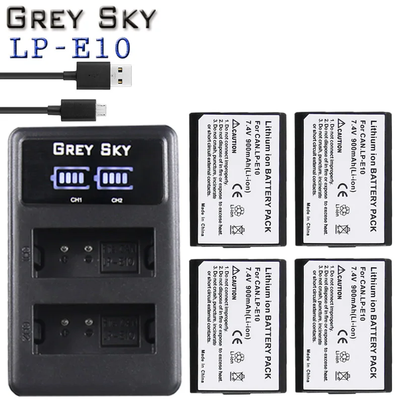 charger and 4battery LP-E10 LP E10 LPE10 Камера Батарейки+ ЖК-дисплей USB Dual Зарядное устройство для цифровой однообъективной зеркальной камеры Canon EOS 1100D 1200D 1300D поцелуй X50 X70 X80 Rebel T3 T5 T6 L15 - Цвет: charger and 4battery