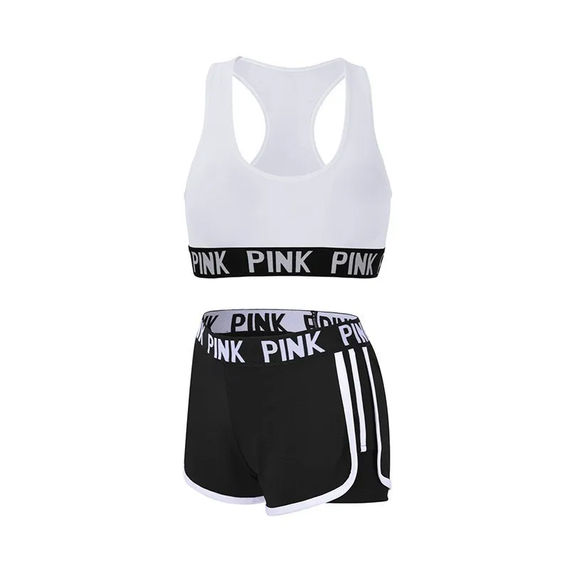 white Set Спортивный комплект для женщин, комплект для йоги, женская одежда для тренировок, спортивный комплект для бега, Женская Спортивная одежда для бега, спортивный бюстгальтер, шорты, Conjunto Sport Mujer - Цвет: white Set