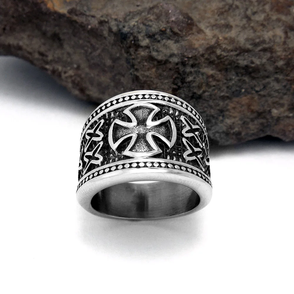 Мужской винтажный Серебряный тон Мальтийский крест панк байкерские из