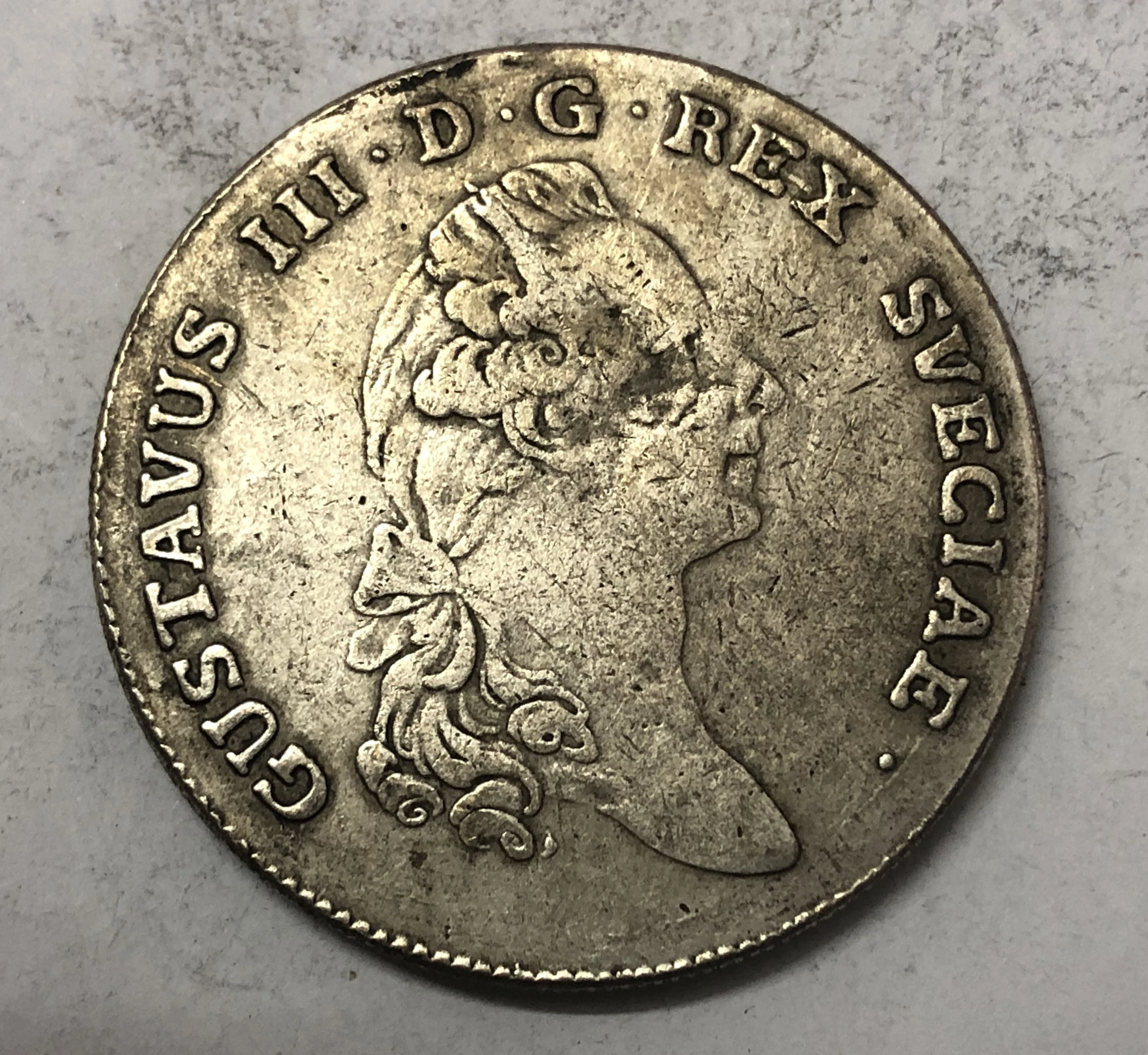 Швеция 1781 OL 1 Riksdaler-Gustav III копия Посеребренная монета