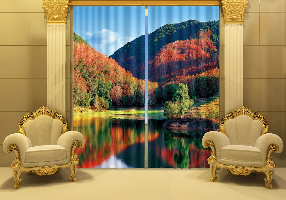 Современные роскошные китайские горы 3D занавески для кровати гостиной