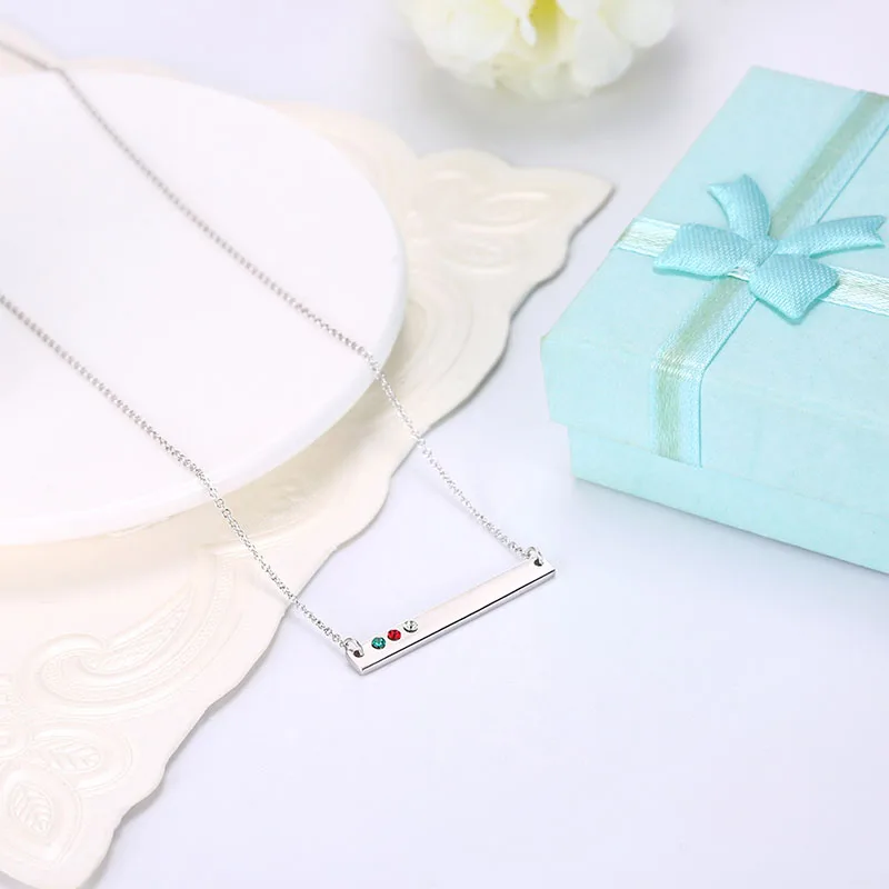 925 Sterling Silver Strip Necklace Colorful Crystal Form Swarovski Choker For Women Anniversary Fine Jewelry Simple Design Gifts | Украшения