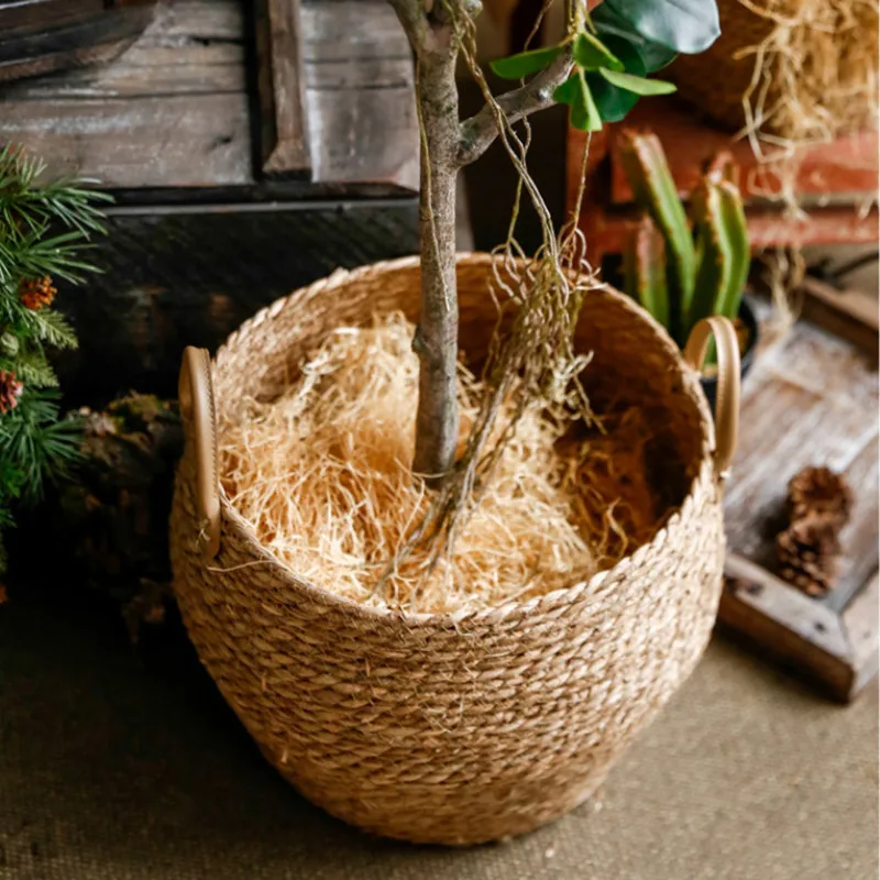 Cestos украшения цветочный горшок плетеная корзина для фруктов с ручками свадебная Пасхальная Соломенная