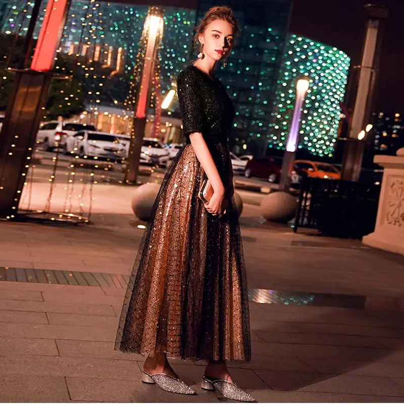 FADISTEE Новое поступление вечернее элегантное платье для выпускного вечера Vestido de Festa платье Robe De Soiree кружевное ТРАПЕЦИЕВИДНОЕ маленькое черное платье с круглым вырезом