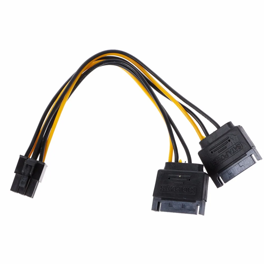 1 шт. 19 см Двойной 15 контактный разъем SATA Power Female к 6 контактному PCI E Express адаптер