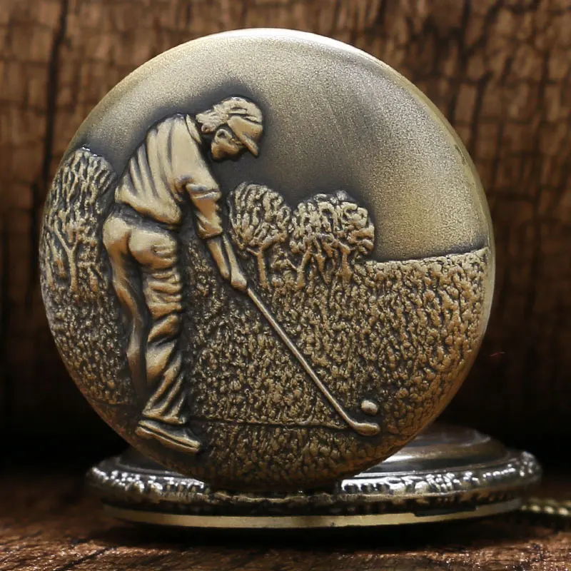 Бронзовый Мужской брикет в стиле гольф винтажные кварцевые часы ретро подвеска