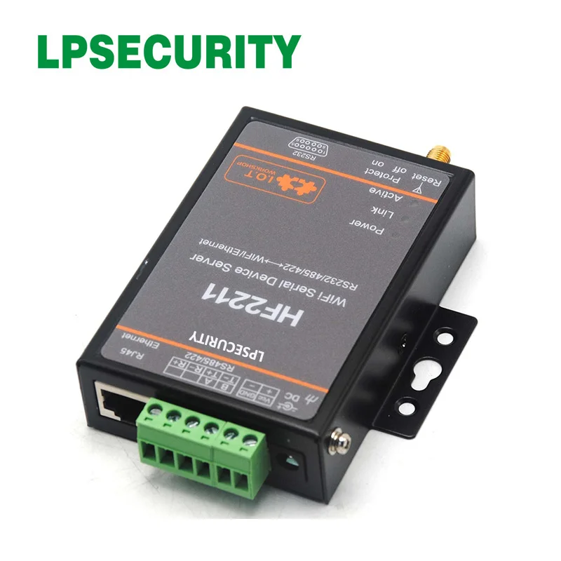 

LPSECURITY HF2211 Industrial Modbus Serial RS232 RS485 RS422 to WiFi Ethernet Converter Device TCP IP Telnet Modbus 4M Flash
