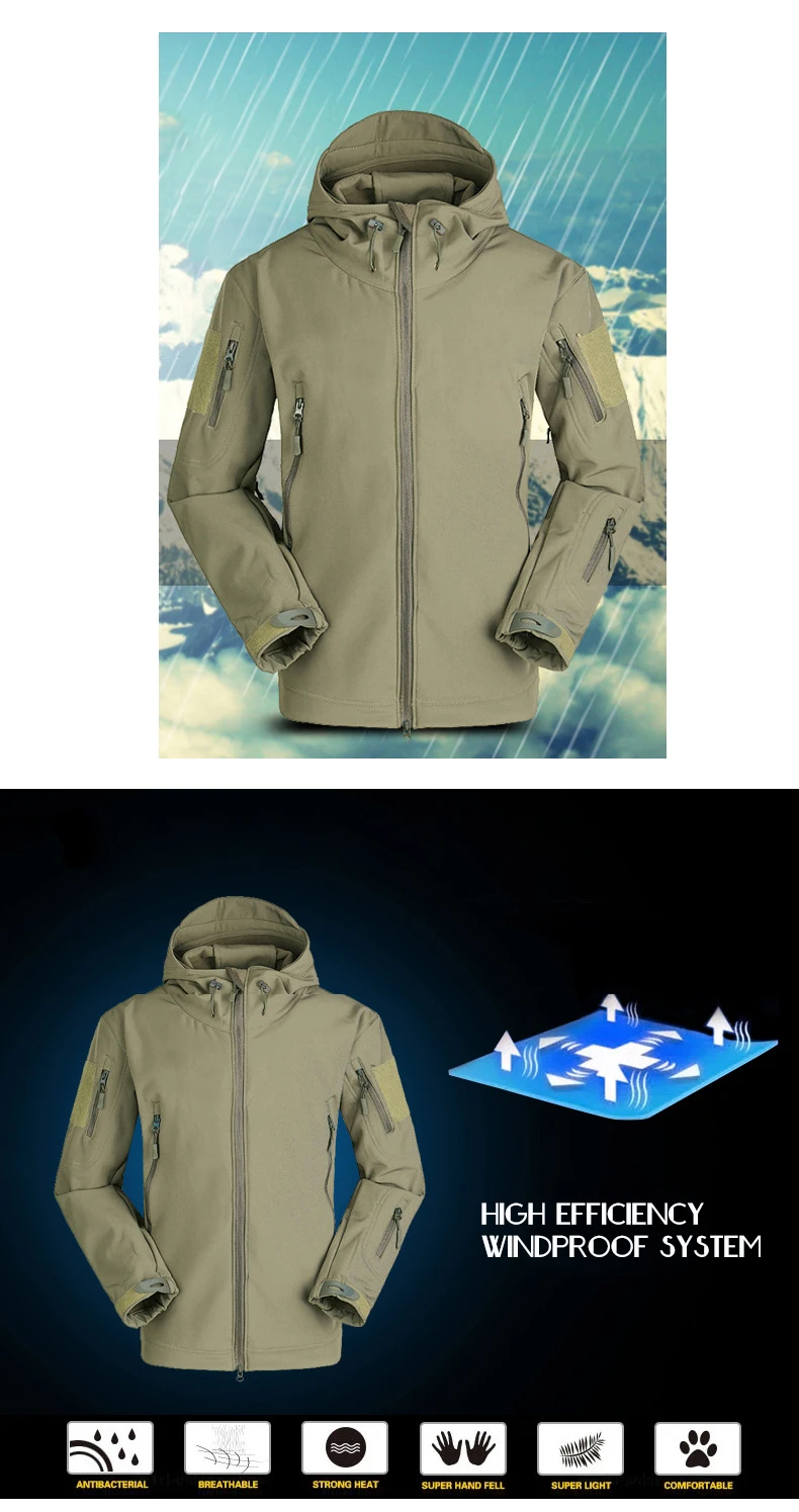 Men Autumn Winter Warm Jackets Fleece Black Green Camo Print Army Military Special Forces Camouflage Suit Military Uniform