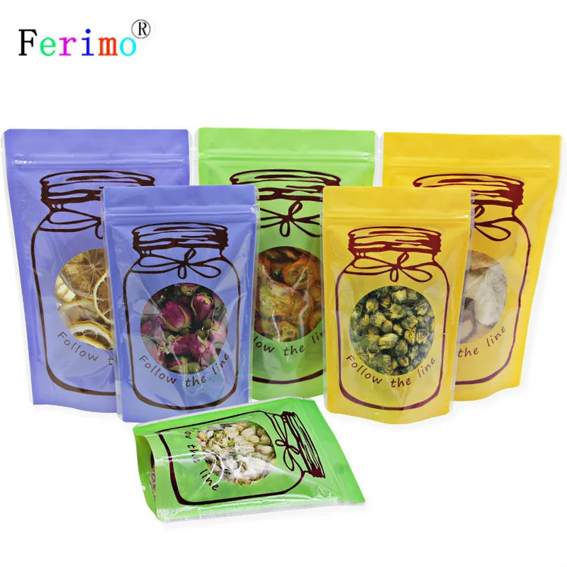 

Ferimo 100pcs Different Size Reclosable Heat Seal Zip Lock Package Bags Plastic Stand Up Packaging Storage Bags Kitchen Supplies