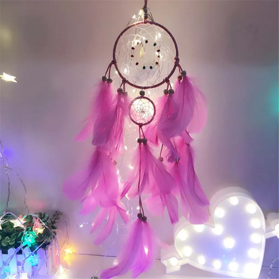 Подвесные светодиодные светильники Ловец снов с перьями