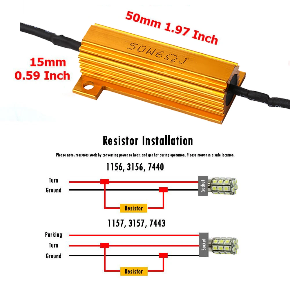1 шт. в упаковке 50W 6ohm нагрузочный резистор исправление ошибок Поворотная