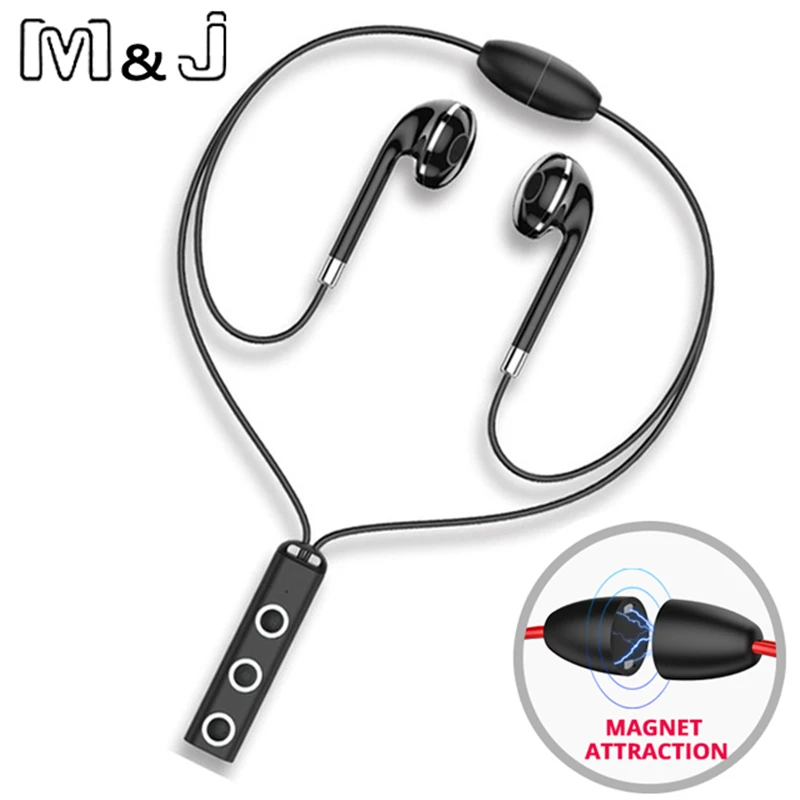 Магнитные Bluetooth наушники M & J беспроводные спортивные стереонаушники с