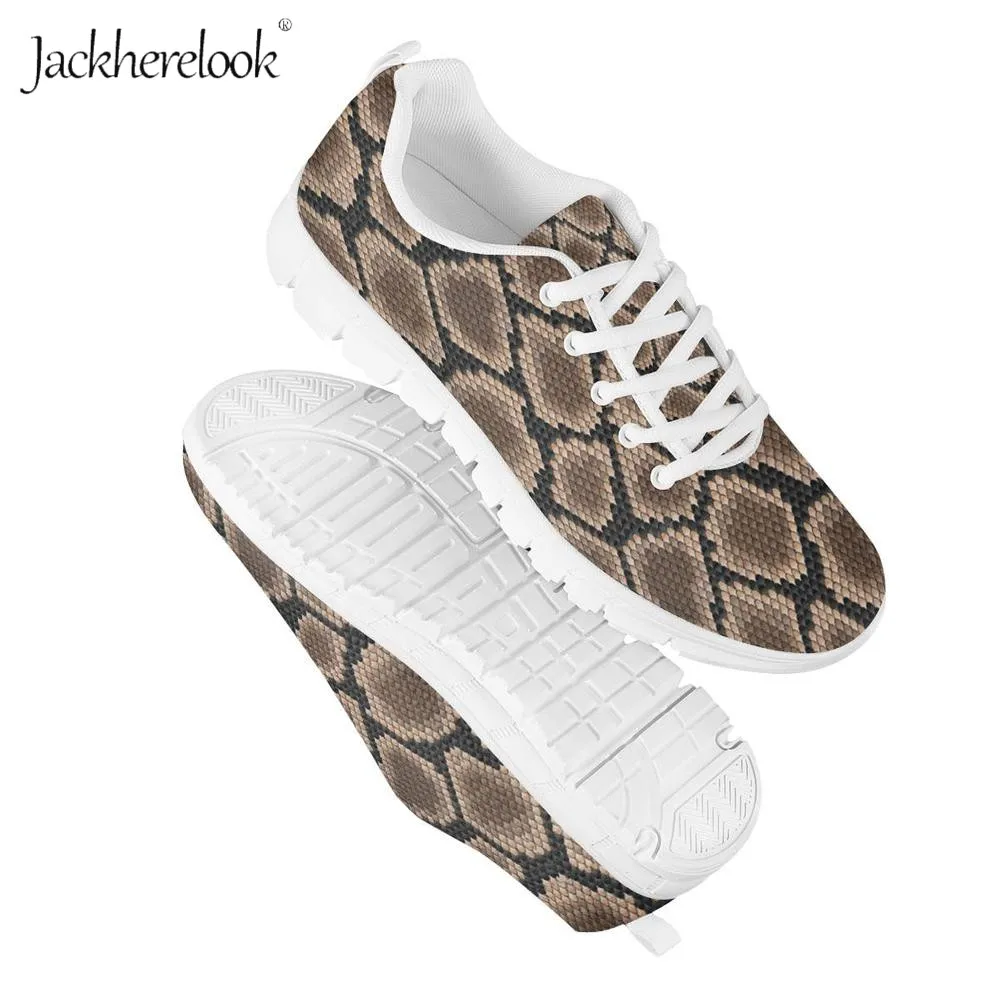 Кроссовки Jackherelook женские легкие Вулканизированная кожа Змеиный узор питона