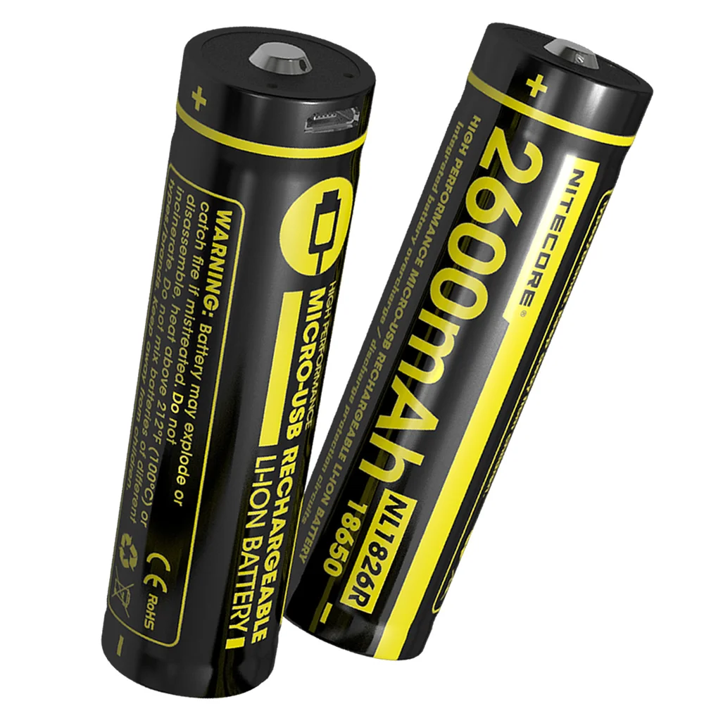 NITECORE NL1826R 2600 мАч Высокая Производительность микро-USB литий-ионная аккумуляторная батарея 9,36 Втч 3,6 В Кнопка Топ 18650 защищенный аккумулятор