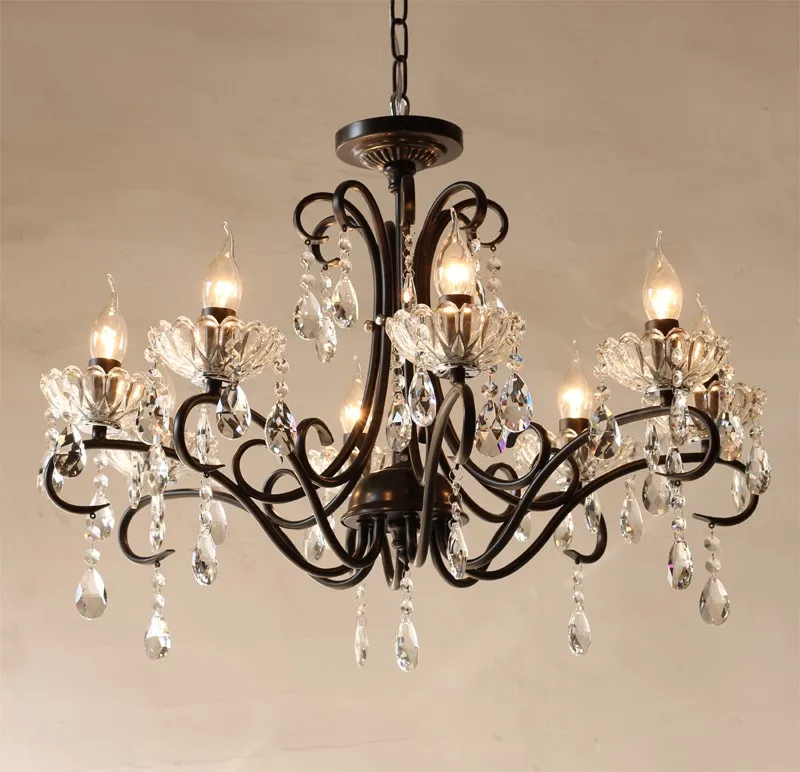 Черная Железная ретро Люстра для бара и кафе светодиодная люстра 6 E14/E12