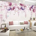 3D-обои Современные Простые, расписанные вручную, фиолетовые пионы, цветы, фотообои для гостиной, ТВ, дивана, декор для стен