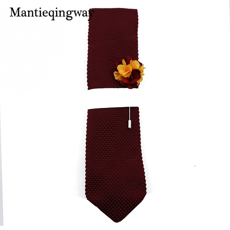 Бренд mantieqingway трикотажные Галстуки+ брошь комплект Вязание Средства ухода за кожей Шеи Галстуки для мужские Gravatas тонкий corbatas Vestidos Бизнес Средства ухода за кожей Шеи Галстук - Цвет: 17