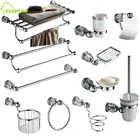 Набор из твердой латуни для ванной комнаты, настенный держатель для фена с кристаллом, хромированные аксессуары для ванной комнаты