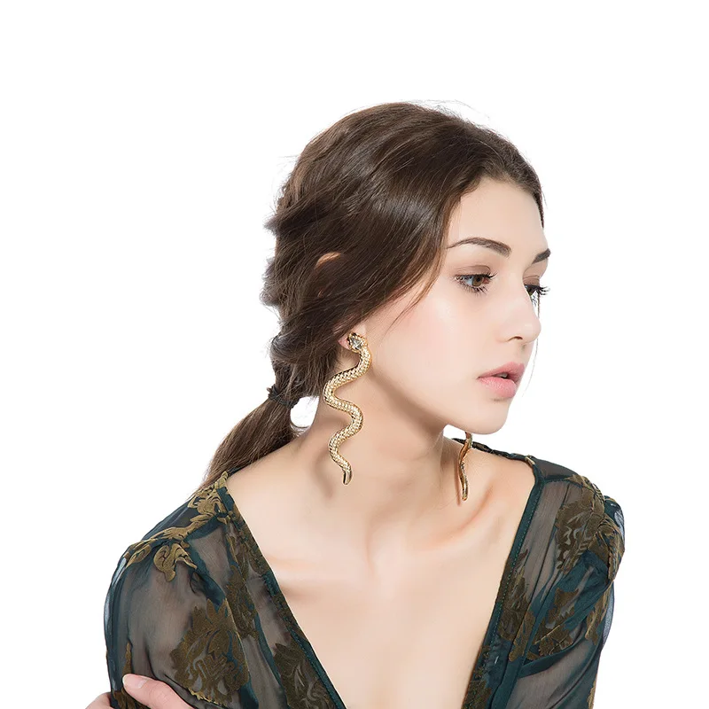 Женские Висячие серьги в стиле панк со змеиным кристаллом Преувеличенные